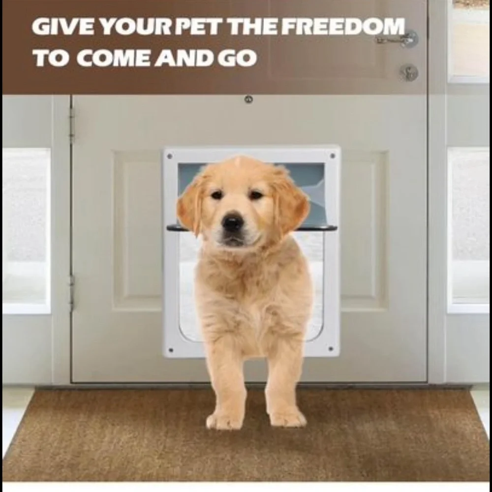 New 2 Ways Locking Pet Entry Door w/ Transparent Flap for Dogs / Cats (Medium)